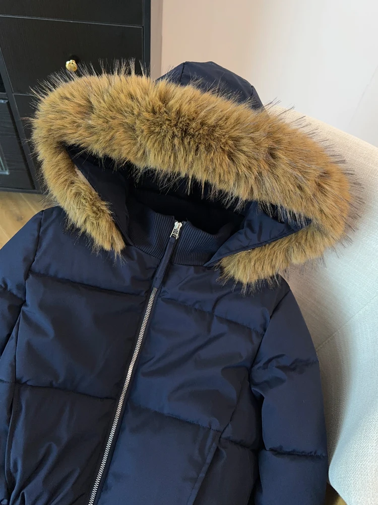 الوردي الحلو كبير الفراء طوق مقنعين سترة قطن المرأة شتاء جديد سليم أسفل القطن مبطن ملابس خارجية سميكة الدافئة سنوسويت #4