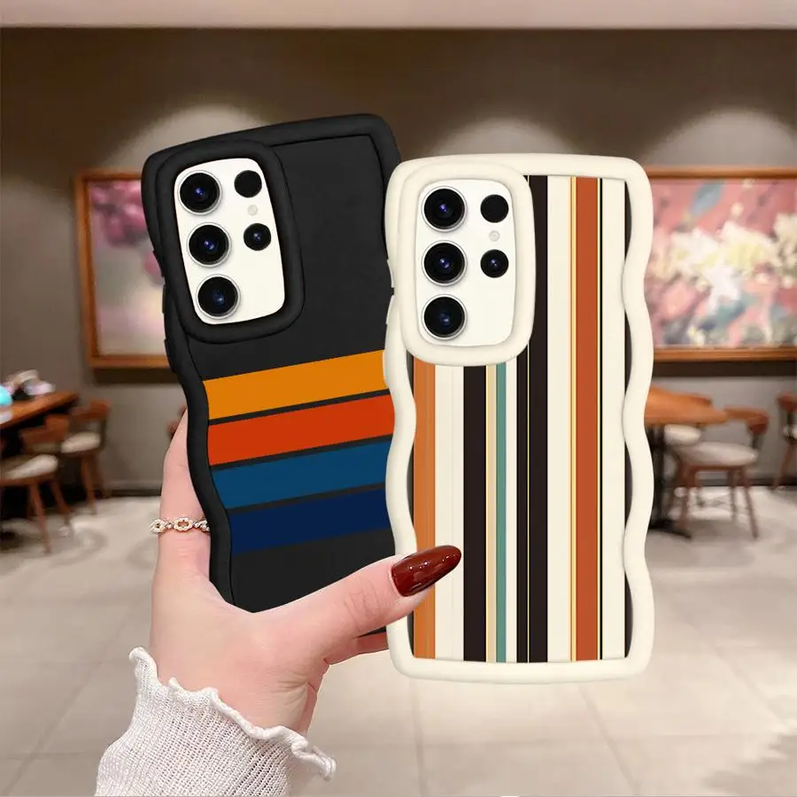 Retro Stripes Case for Samsung Galaxy S24 S22 Ultra S23 Plus S21 S20 FE S24+ S25+ S25 Soft Phone Cover
