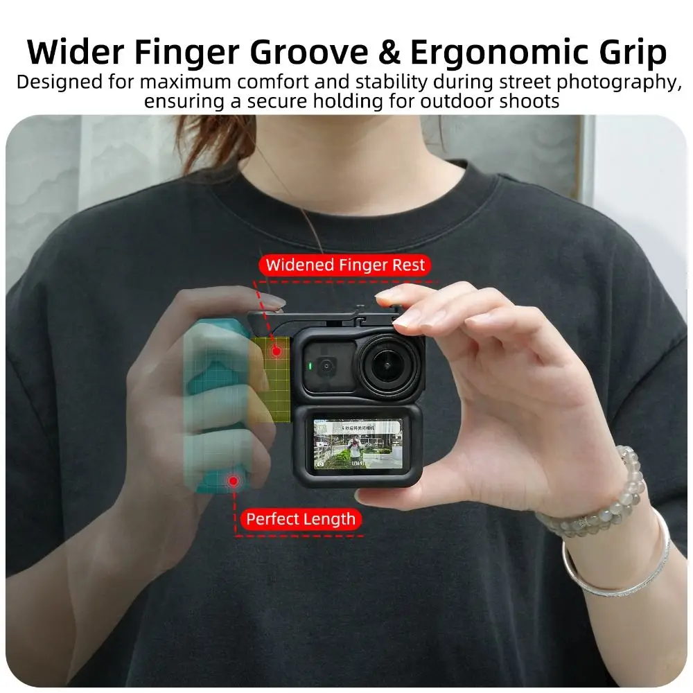 

Комплект быстросъемных рукояток Street Grip для камеры: легкая рукоятка с кнопкой спуска затвора и холодным креплением для DJI Osmo Nano