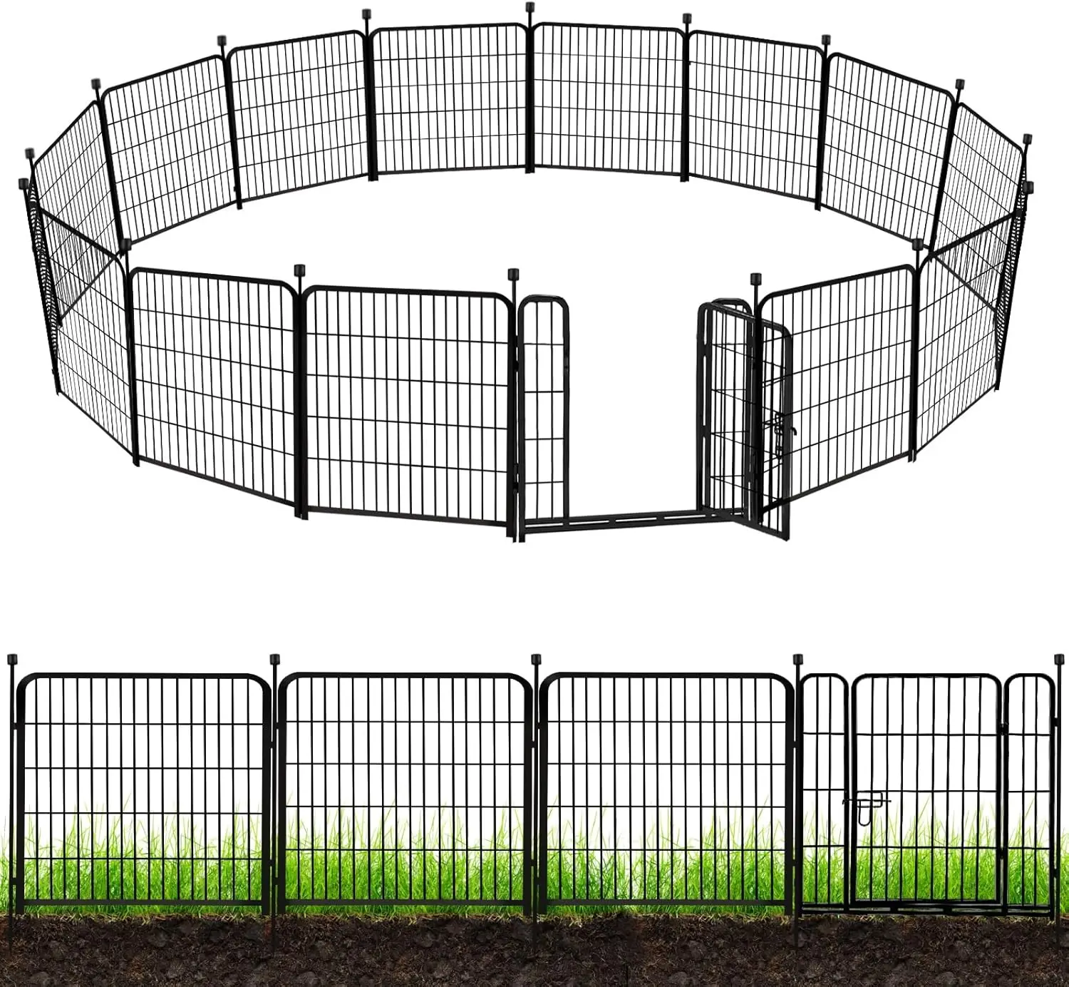 Valla de jardín de metal con puerta, 36 pulgadas (alto), 10 paneles, valla de barrera para animales de hierro resistente, parque infantil para perros interior o exterior, Por