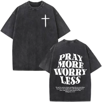 Camisetas laadas con versículo bíblico de fe cristiana de Jesús sobre el miedo, camisetas Vintage de gran tamaño a la moda para hombres y mujeres, camiseta Harajuku