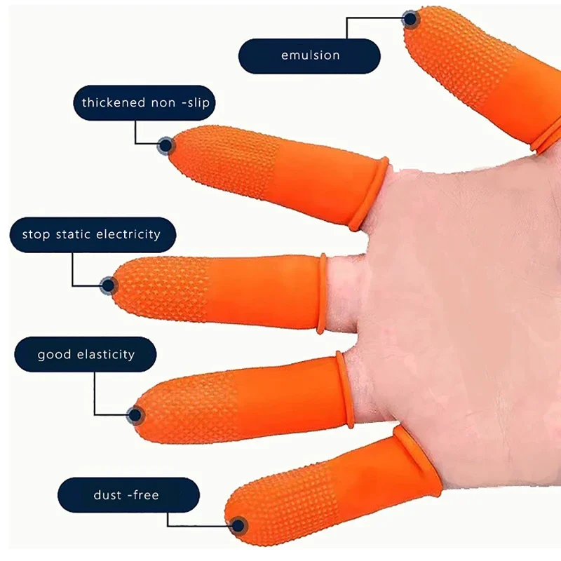 Rubber Non-slips Durable Protector Gloves Finger Cots Disposable Tool Anti-static Fingertips  Natural 100-300pcs Latex