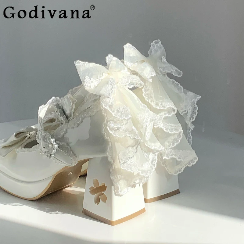 

Japanese Style Original Lolita Sweet Girl Mary Jane Shoes Round Toe Chunky Heel Bowknot Daily Versatile Student High Heels
