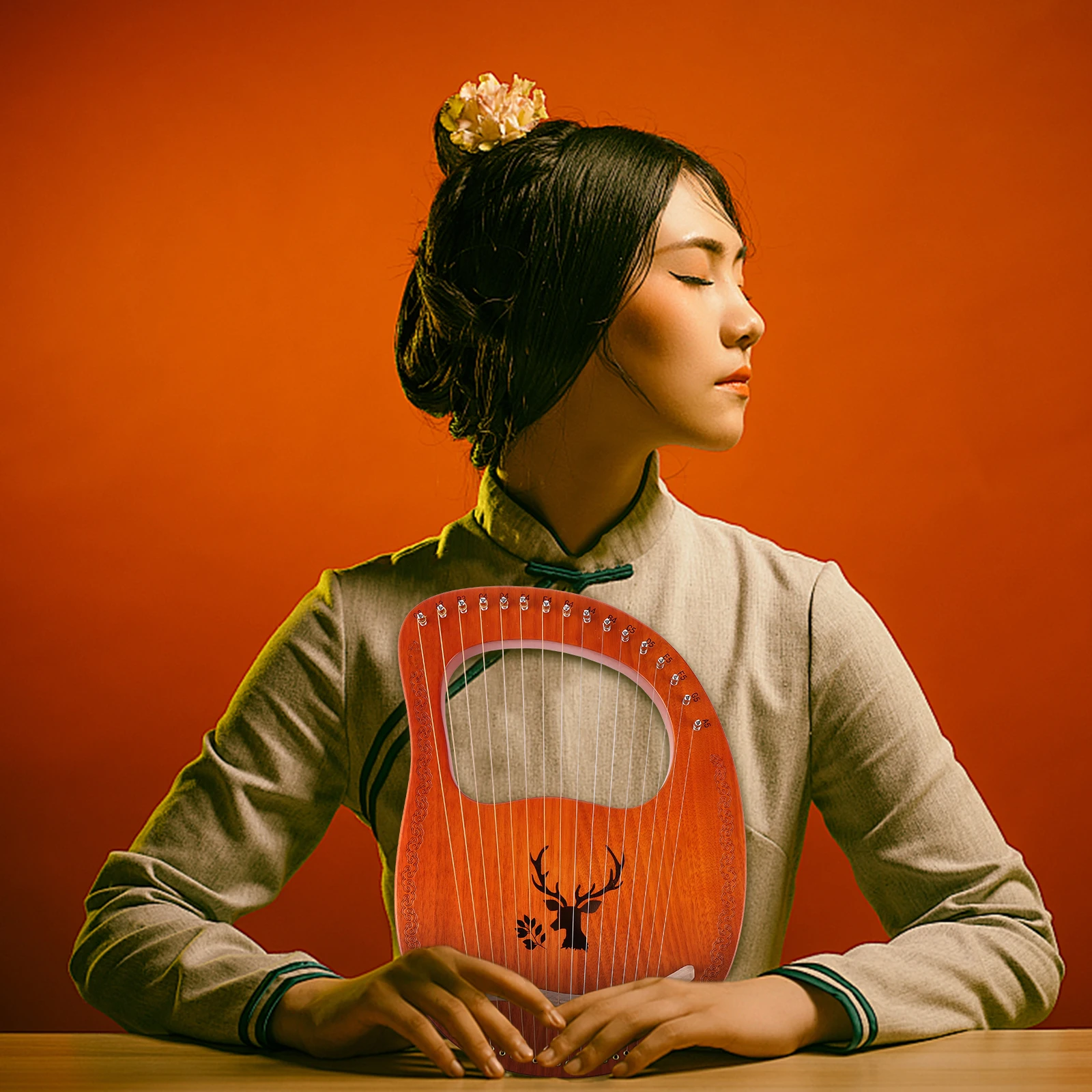 16-tone Harp Unique Stringed Instruments Lyre for Beginners Plucked Small Wood Rounded Edges