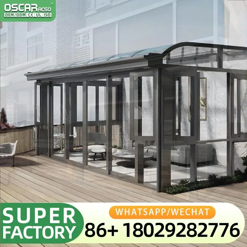 Low E Tempered Glass Aluminum Frame Sunroom Sliding Open Free Standing for Hotels Customizable for Patio Backyard in US sunroom