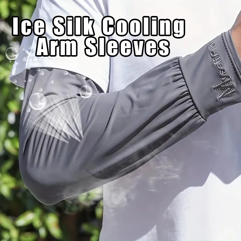 

Ice Silk Cooling Arm Sleeves Breathable UV Sun Protection Loose Summer Sleeves for Men Driving Cycling Outdoor Sports