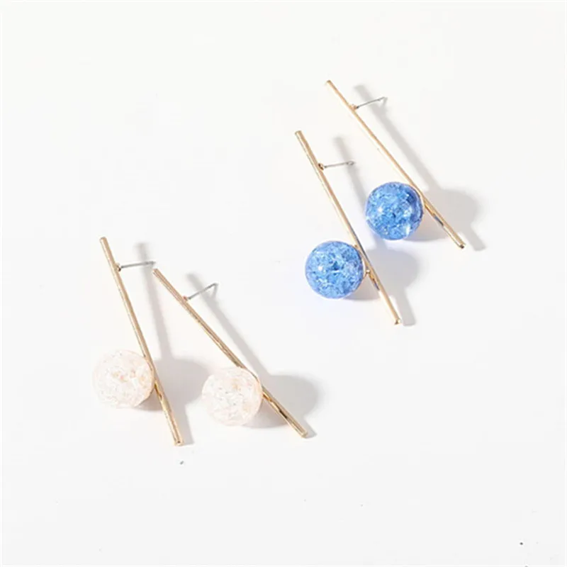 Korean Temperament Simple Long Stick Broken Beads Stud Earring Best Gift For Women Girl Fashion Jewelry Brinco Wholesale