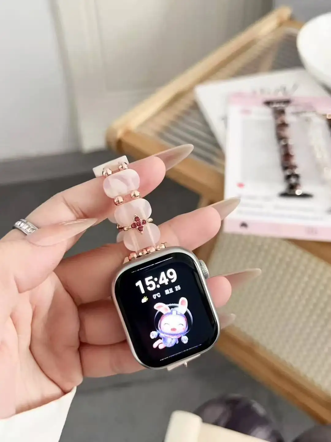 Tali Resin untuk Apple Watch Band 41Mm 40Mm 44Mm 42 46Mm 45Mm 49Mm Tali Elastis Wanita untuk IWatch Seri 10 9 8 6 5 Se 4 Ultra
