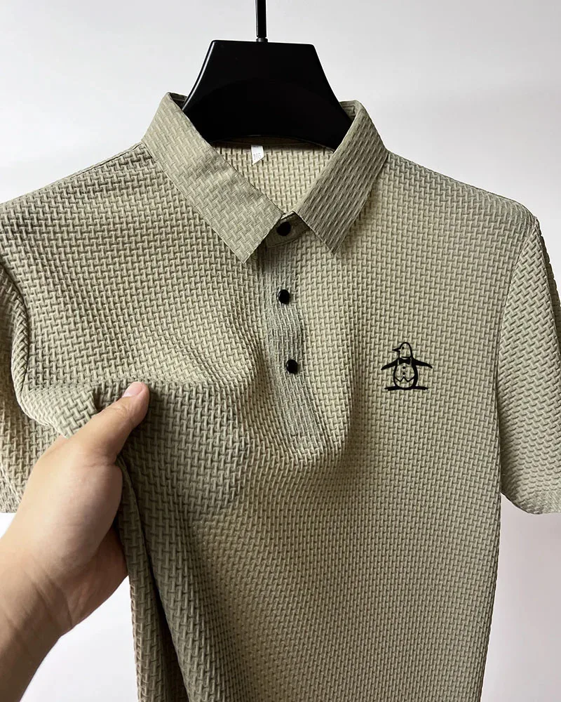 

Men Golf Polo Shirt Summer Ice Silk Slim Fit Short Sleeved Top Lapel T-shirt Breathable Business Intelligent Men Golf Clothing