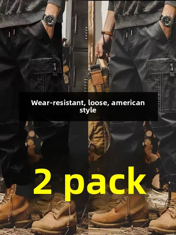 

Wear-Resistant Casual Work Pants for Men Loose Multi-ket Trousers for Construction Sites Dirt-Resistant Cuffed Labor Prote...