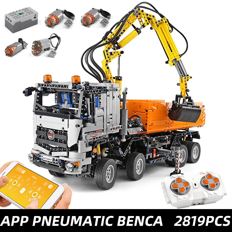 Mould King 19007 Technische Auto Speelgoed De APP&RC Gemotoriseerde Pneumatische Arocs Truck Model Bouwstenen Bakstenen Kinderen Kerstcadeau