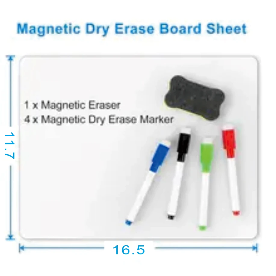 Pizarra blanca de borrado en seco tamaño A4 A3, pegatina para refrigerador, pizarra magnética, planificación de frigorífico
