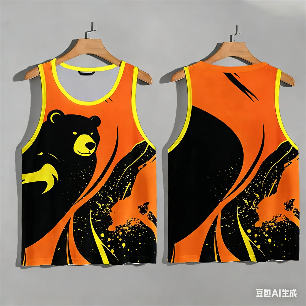 Colorful casual vest Summer Men's Sleeveless T-shirt Animal pattern print Breathable casual unisex vest Comfort sports vest tops
