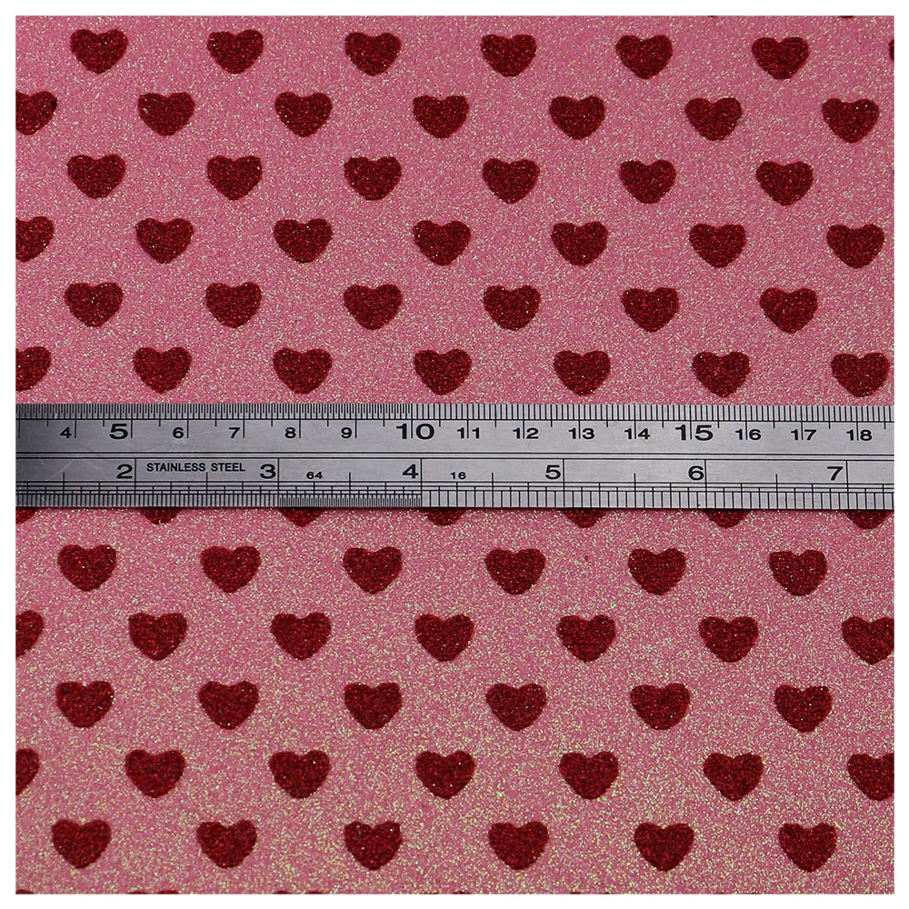 30cmX134cm Roll Red Love Hearts Fine Glitter Fabric Faux Leather For Wallpaper Covering Handbags Gift Box Package DIY AY128