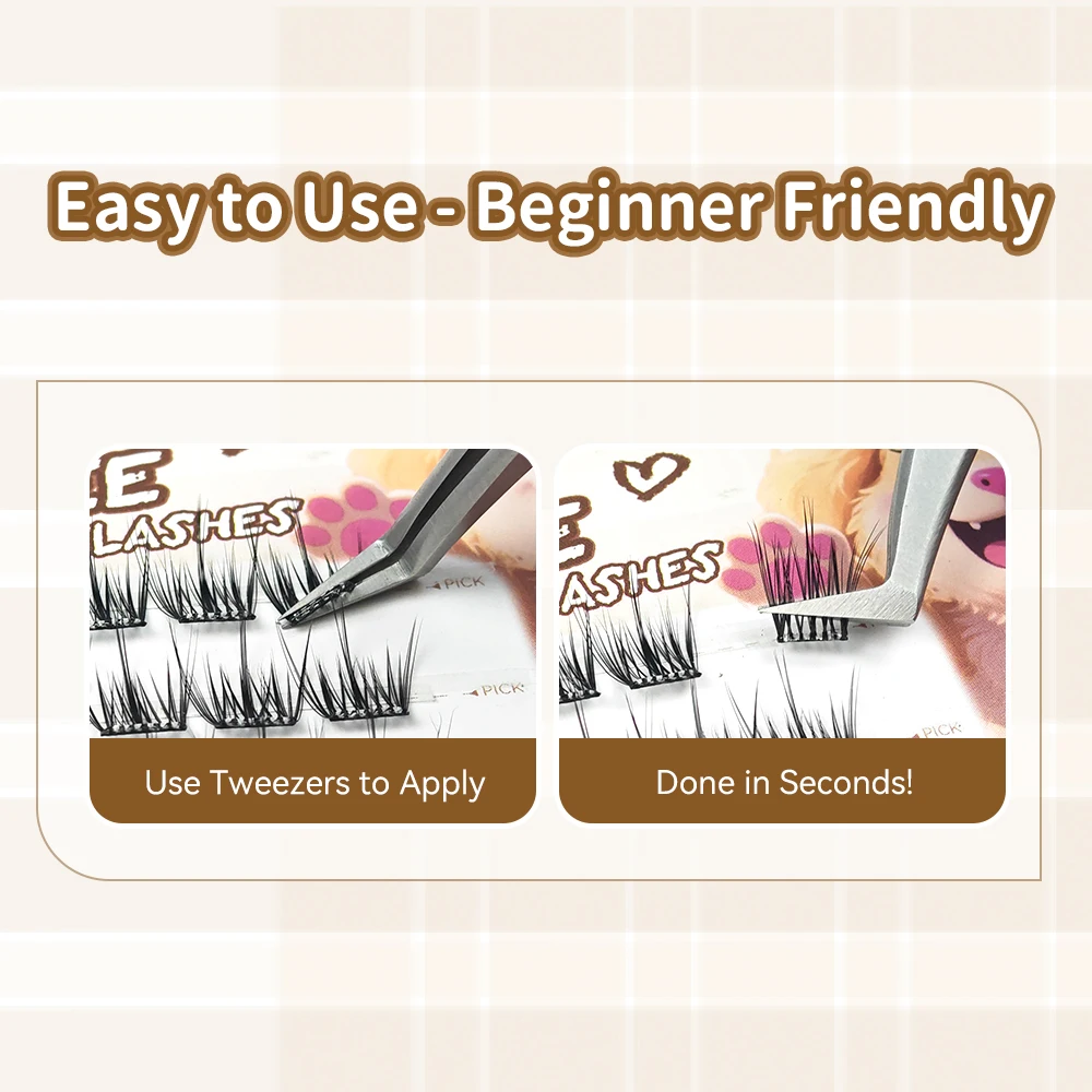 Yelix Kleberfreie falsche Wimpern, selbstklebende DIY-Cluster-Wimpern, natürliche tägliche Wimpern für koreanisches Augen-Make-up-Werkzeug, 10 Reihen