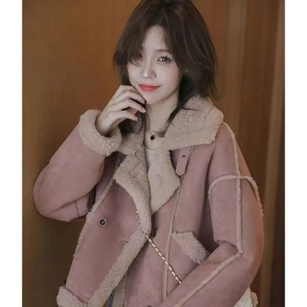 

Winter Thickened Short Cotton-Padded Jacket Lamb Coat Small Fur Locomotive High-End New Women's Fashion Outerwear