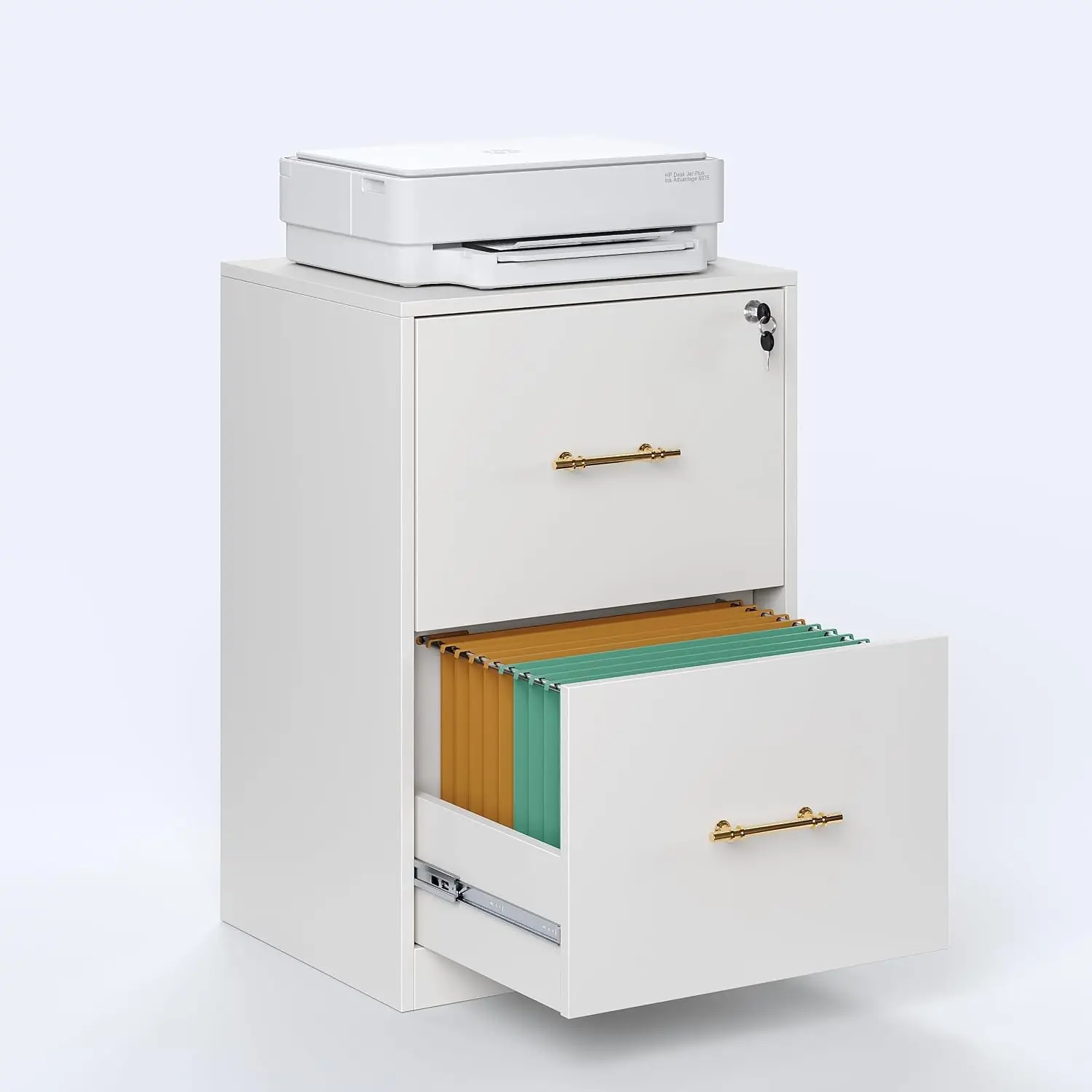 2 Drawer Vertical File Cabinet with Lock, Suitable for Letter/A4/F4/Legal Size Hanging Files,Small Wood File Storage Cabinets Pr