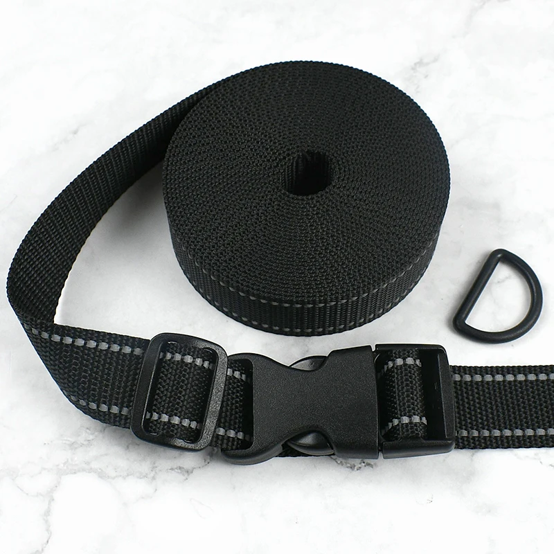 

1-5Sets 25mm D Ring Dog Collar Accessories Reflective Nylon Webbing Strap Release Buckle Decorative Ribbos Tri-Glide Slider Hook