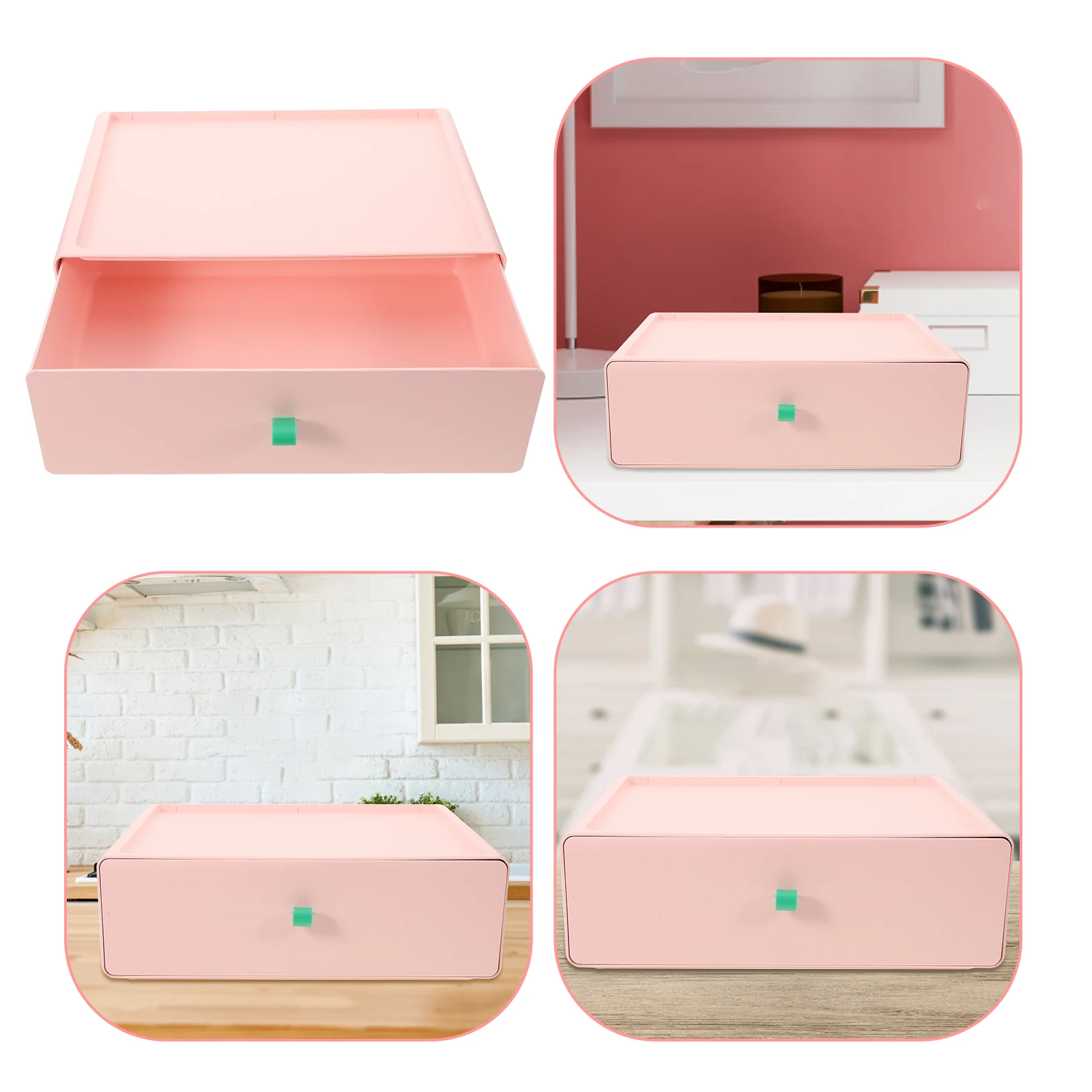 

1pc Drawer Storage Box Creative Plastic Organizer for Cosmetics Stationery Home Use Space-Saving Container Case Holder