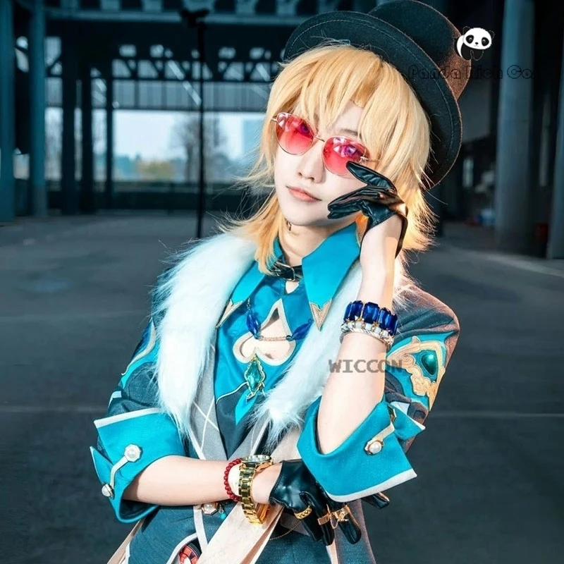 زي تأثيري أفنتورين للرجال ، لعبة شعر مستعار ، الشرف: ستار ريل ، أنيمي بشري ، حفلة هالوين ، ملابس رجالية ، أقراط ، ملصق وشم