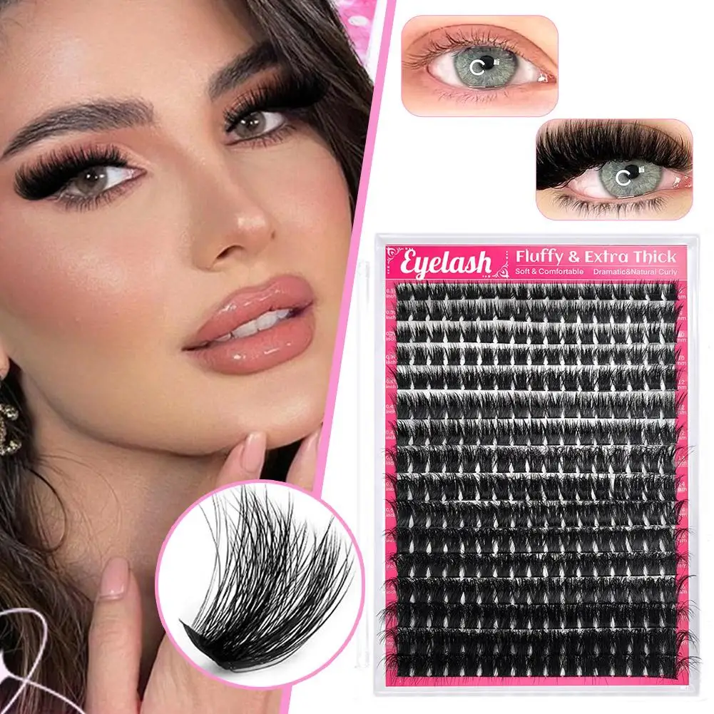 DIY falsche Wimpern Mix Länge flauschig individuell 9–18 mm D Curl Wimpernverlängerung natürliche segmentierte Wimpern Make-up-Tools