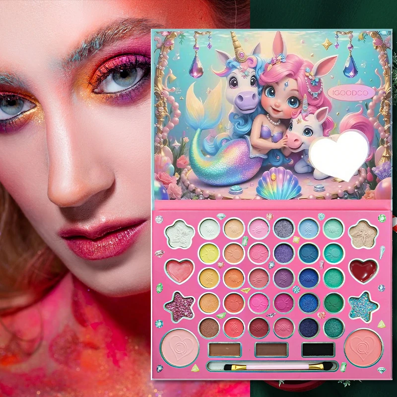 Palette de fards à paupières 41 couleurs avec pinceau double extrémité – Ensemble de maquillage pour les yeux mat et scintillant longue durée, Palette professionnelle hautement pigmentée