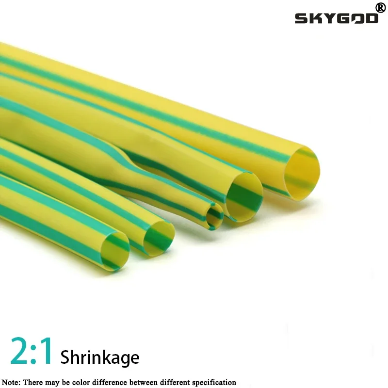 1M Yellow Green Dia 1 2 3 4 5 6 7 8 10 12 14 16 20 25 30 40 50 mm Heat Shrink Tube 2:1 Polyolefin Thermal Cable Sleeve Insulated