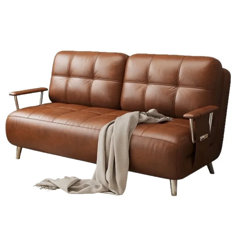 Medieval folding sofa bed single dual-purpose multi-functional study small apartment retractable solid wood foldable balcony