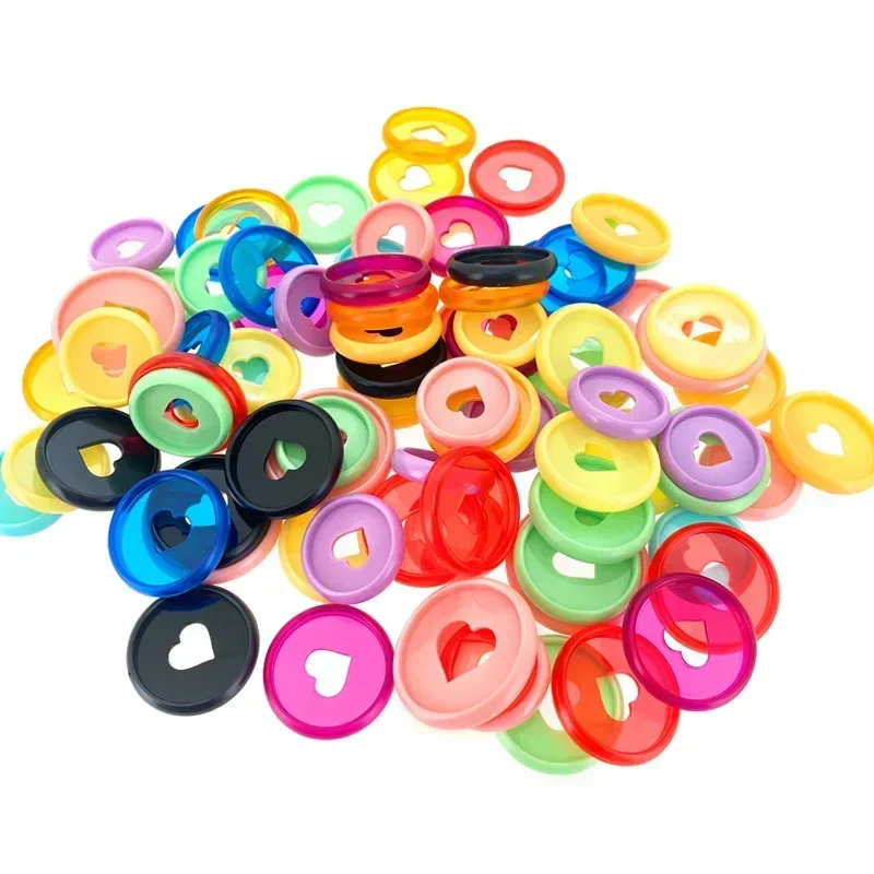 500pcs 24mm 28mm 32mm Notebook Mushroom Hole Binding Disc Bound Discs Heart Shape Plastic Loose Leaf Planner Binding Rings