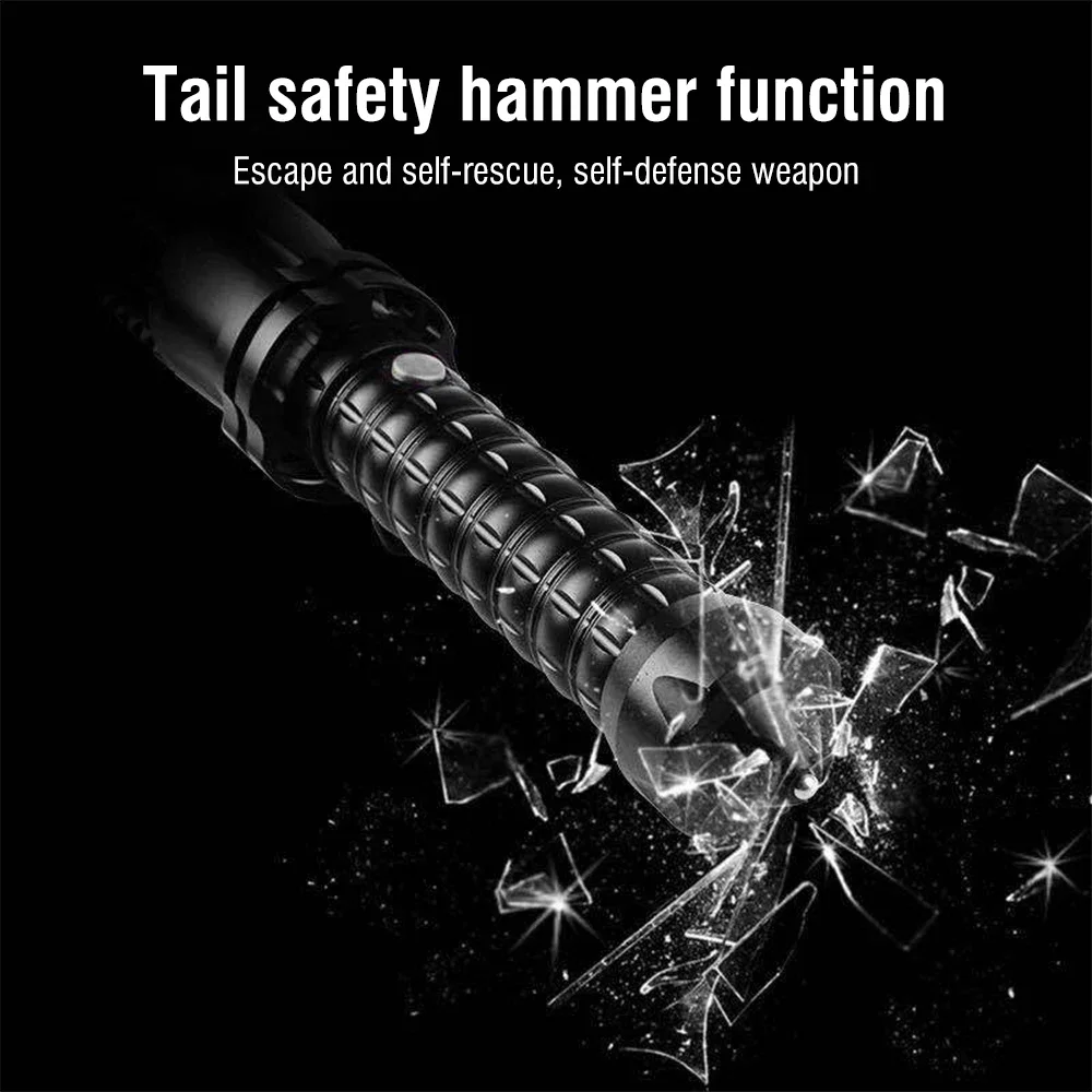 LED Tactical Flashlight Telescopic zoomable 3-Mode Rechargeable Emergency Self-defense Security Police Patrol Emergency Lamp