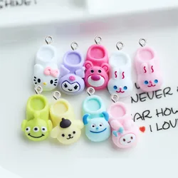 10Pcs Mini Fun Simulation Slippers Resin Pendants Personality Cartoon Earrings Necklace Accessory Creative Jewelry Making Charms