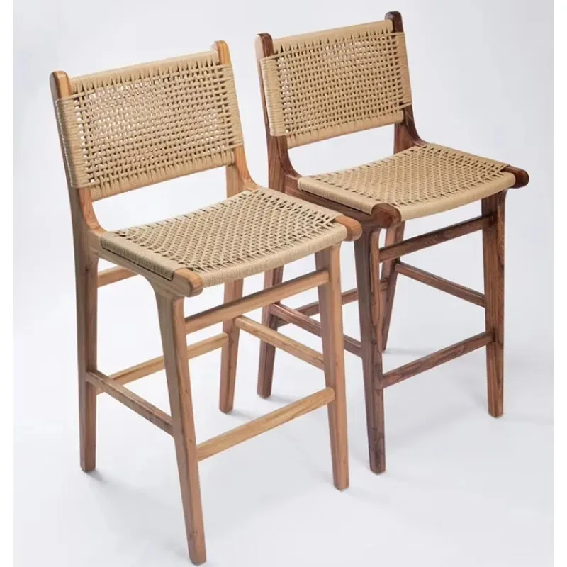 Cadeira de bar com pernas de madeira sólida, cadeira de jantar, altura de balcão para café e hotel, cozinha, restaurante, bancos altos de bar, oi