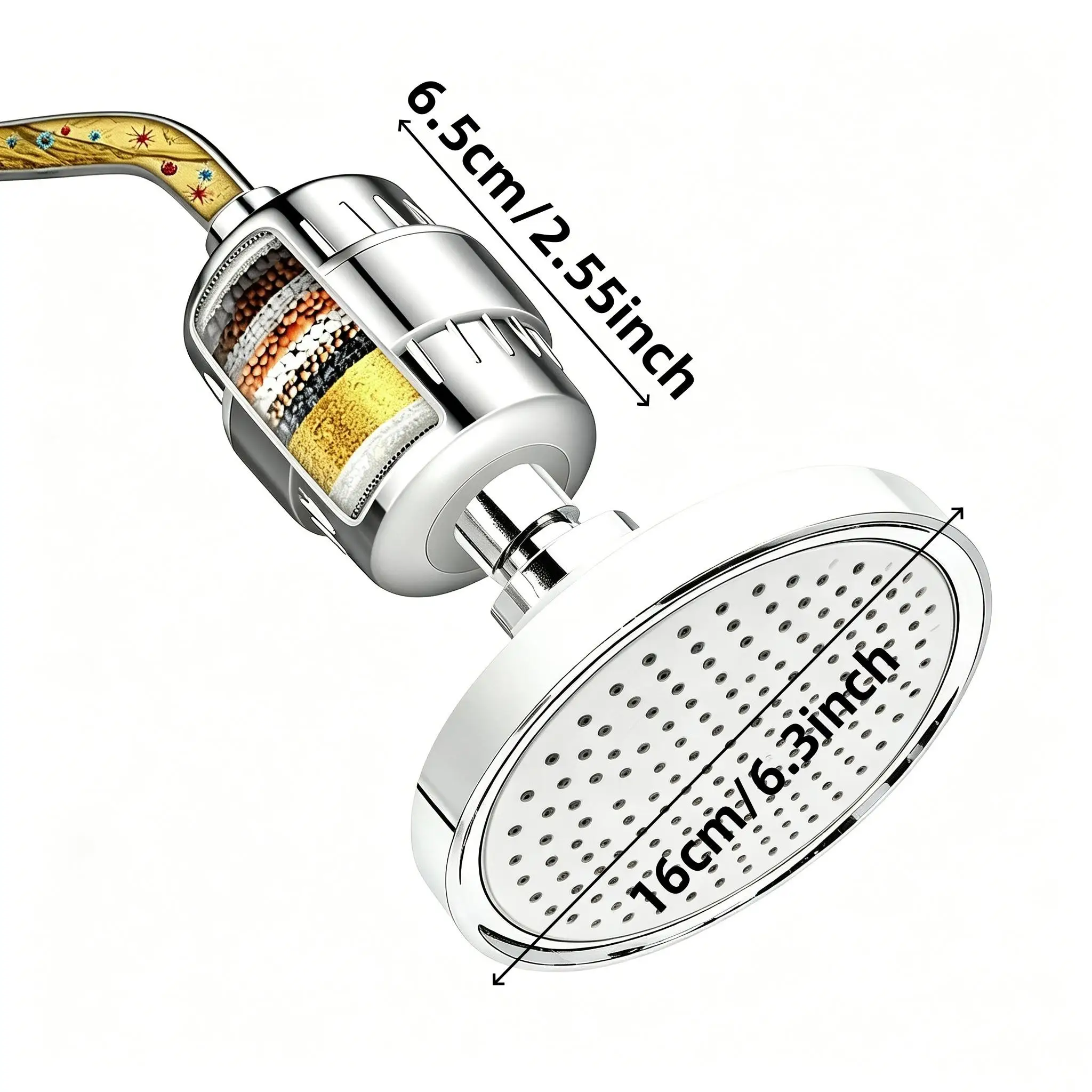 15-Stage Filtration Shower Filter & High Pressure Shower Head Combo, Hard Water Softener, Reduces Chlorine for Better Skin & Hai