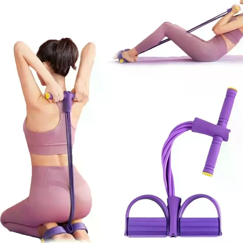 Unisex Adults' 8-Tube Pedal Puller Resistance Fitness Band, Multifunctional Elastic Tension Rope for Home Gym, Pilates, Purple Exercise Tool Yoga Fitness Equipment Stretch Bands For Exercise
