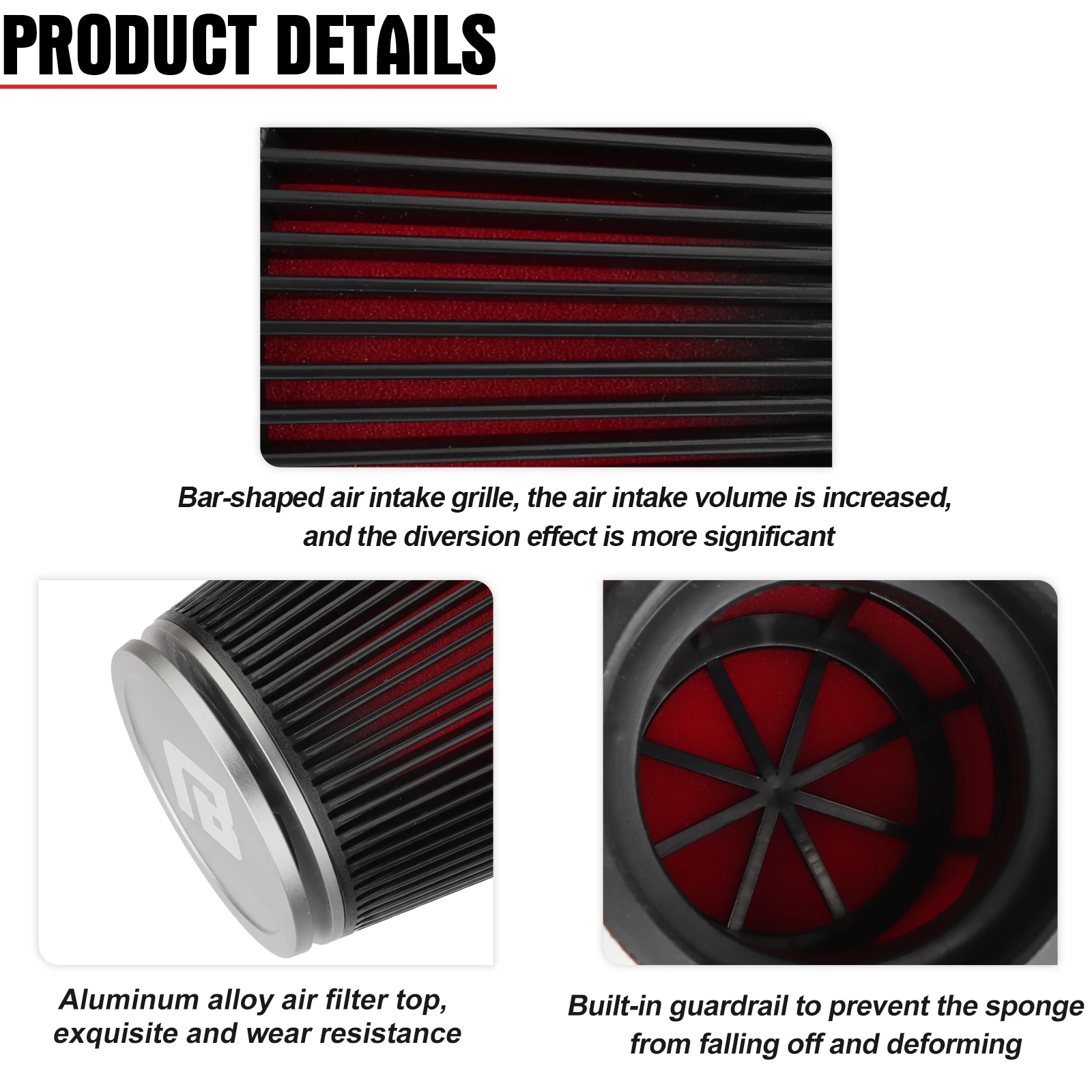 NIBBI CNC Universal Luftfilter Motorrad 42 mm 48 mm Pilzkopf Luftfilter 45 Grad Biegung Lufteinlassrohr Filter PitBike – Detail 3