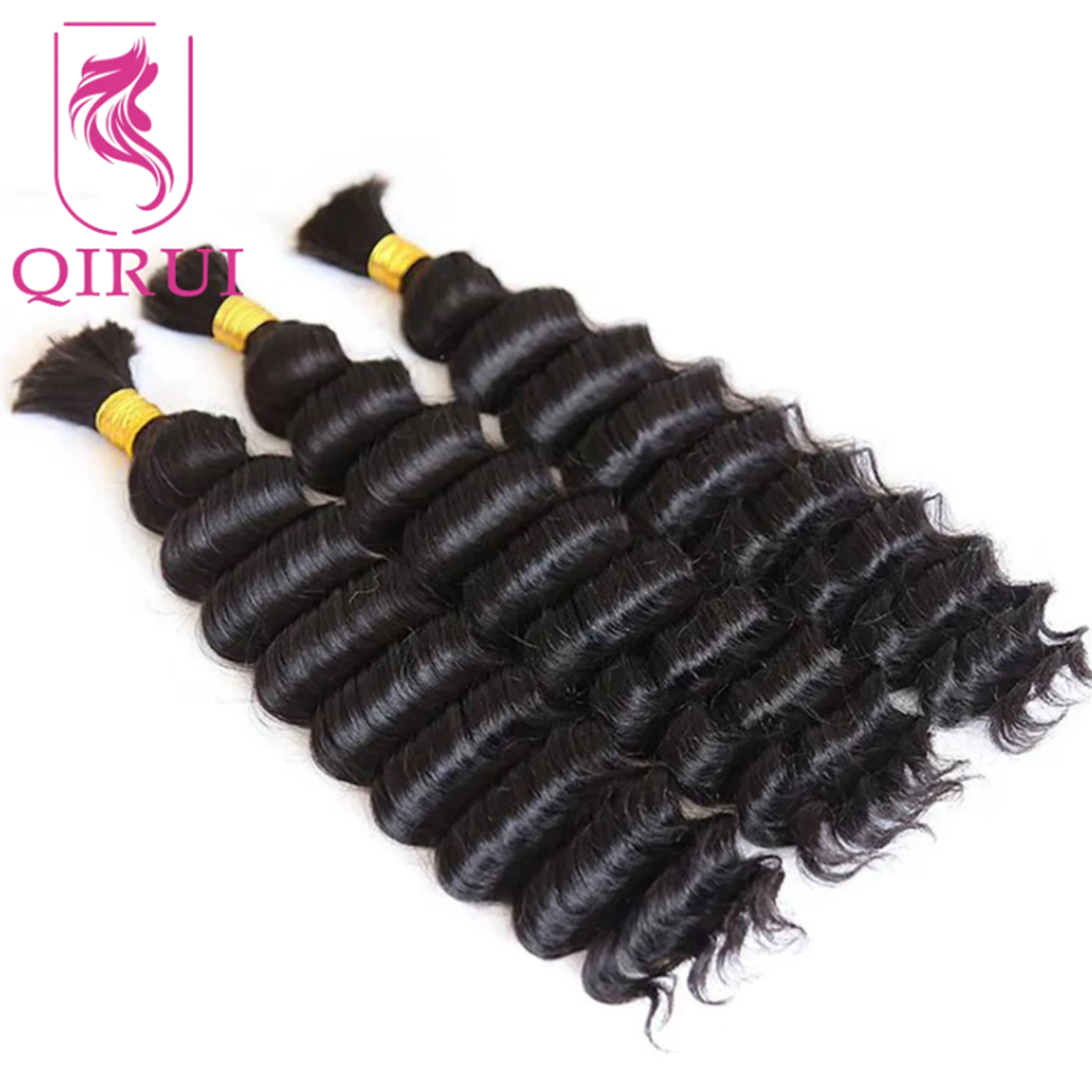 

Raw Burmese Deep Wave Bulk Human Hair Braiding Wholesale Double Drawn Boho Knotless Braids Human Hair Bulk Extensions No Weft