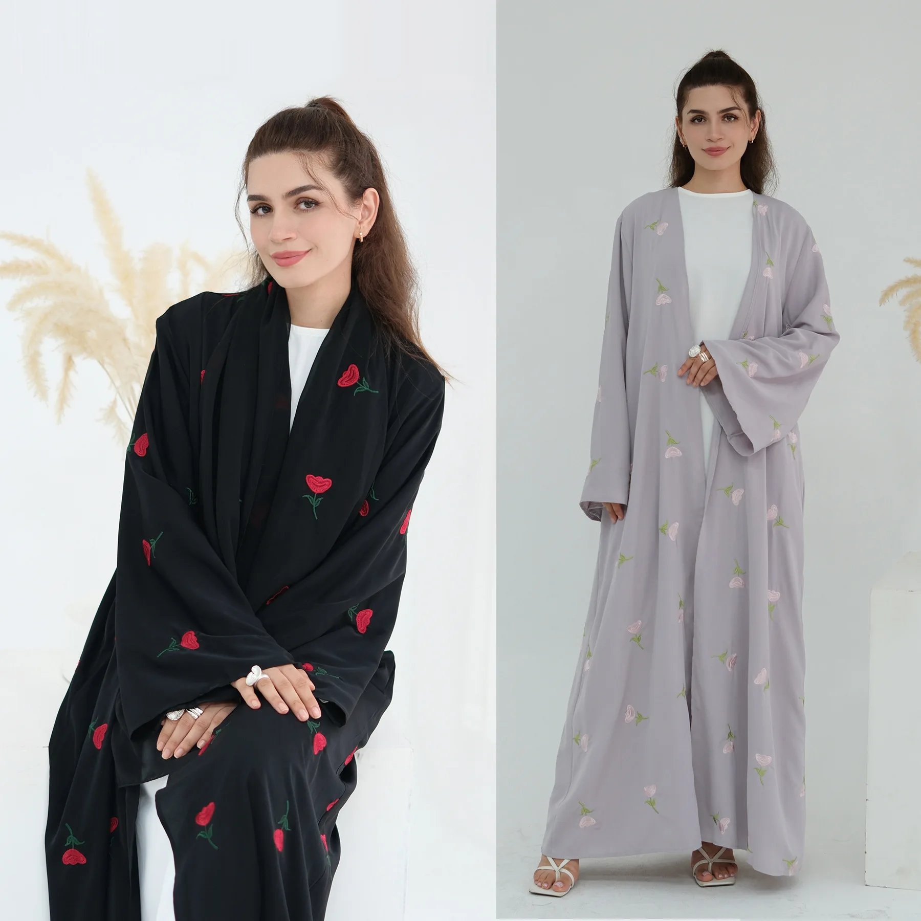 

Праздничное платье на Ид: Открытая абайя, мусульманские платья для женщин, кардиган-роба, вышитая джалабия, марокканский/дубайский кафтан для вечеринок, исламские наряды