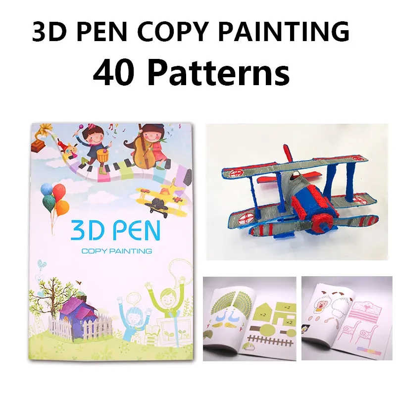 A4 3D pen copy pattern template, 22 sheets, with PVC transparent copy board. 40 patterns, 3D pen painting textbook.