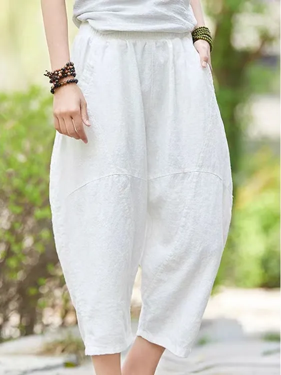 Plones Bombachos Casus Hoados de Cáñamo para Mujer, Estilo Nuevo Primavera Verano 2025, Plones Harlan de Aodón...