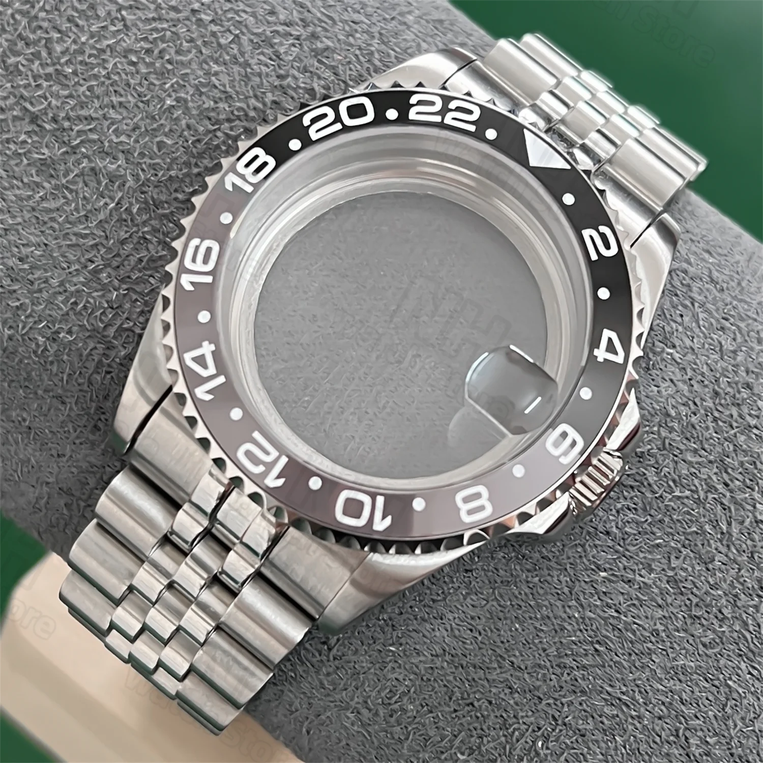 NH 38mm 40mm SUB GMT Watch Case Black Grey Ceramic Insert Glide Lock Clasp Fits NH34 NH35 NH36 38 NH70 ETA2824 PT5000 Movement