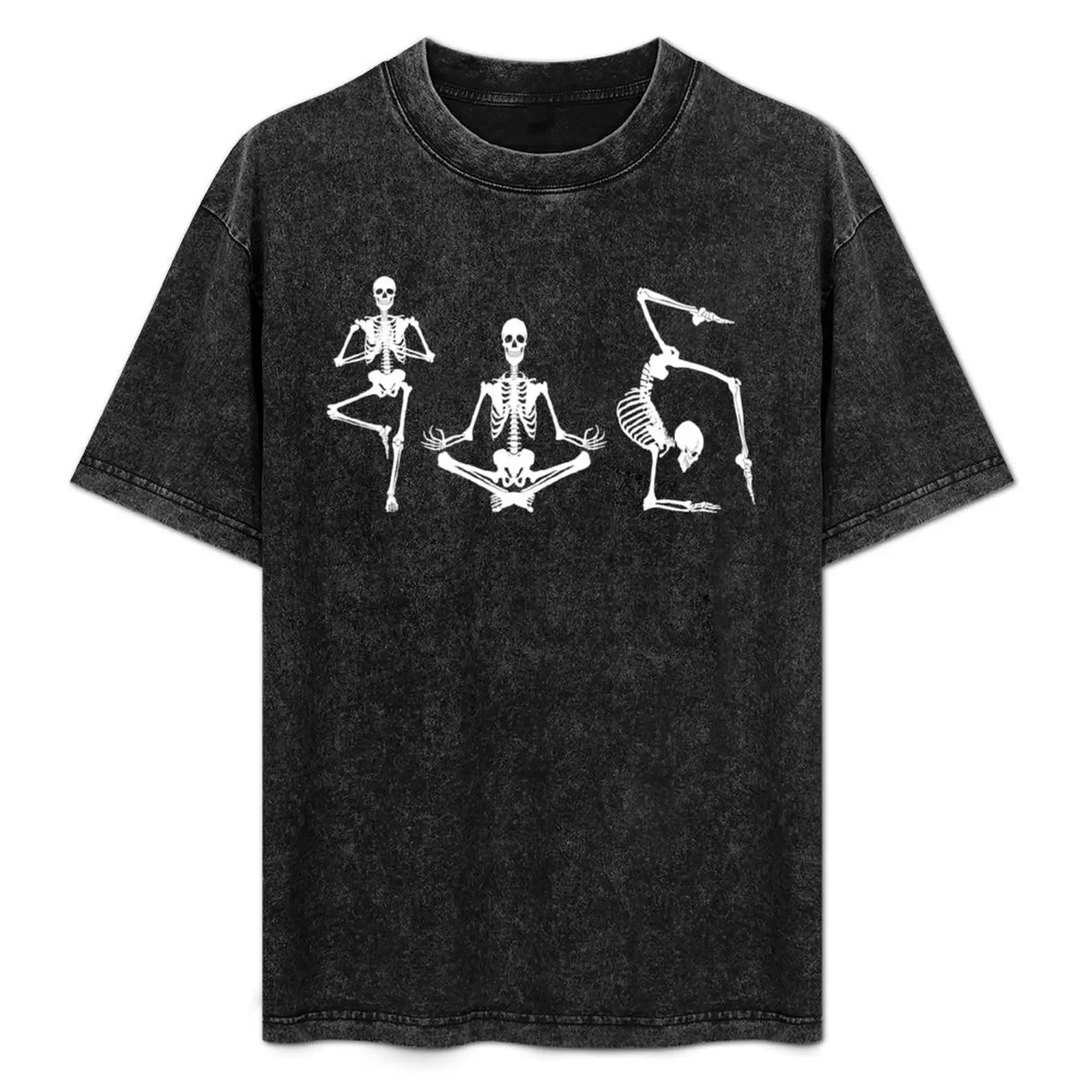 

yoga with skeletons T-Shirt plus size tops hippie clothes essential t shirt clothes for men