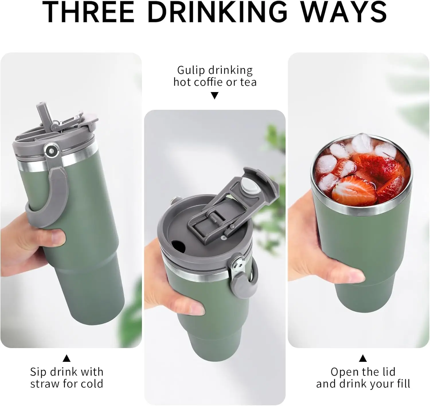 TYESO Thermal Cup Tumbler Thermos Bottle with Handle Straw Coffee Mug Stainless Steel Insulated Vacuum Flasks Travle Drinkware