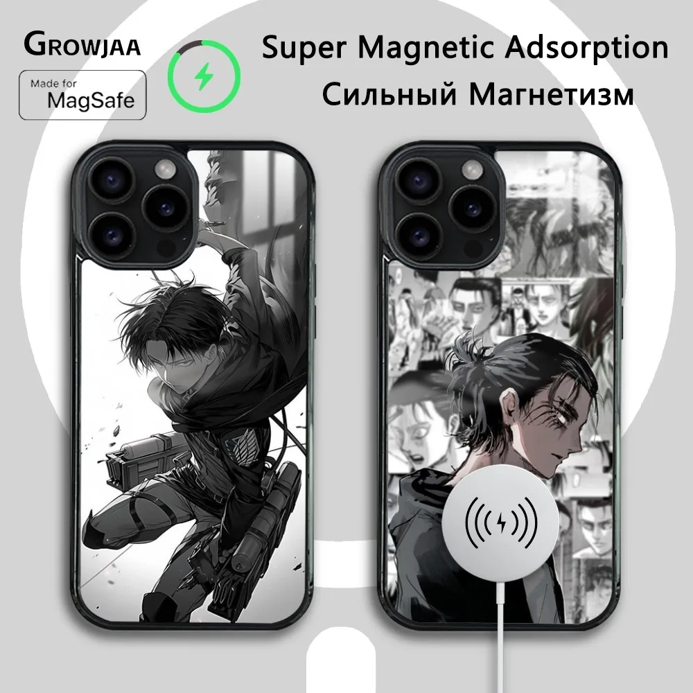 Anime Attack On Titan Phone Case For iPhone 16 15 14 13 12 11 Pro Max Plus Mini Magsafe Mirror Wireless Magnetic Cover