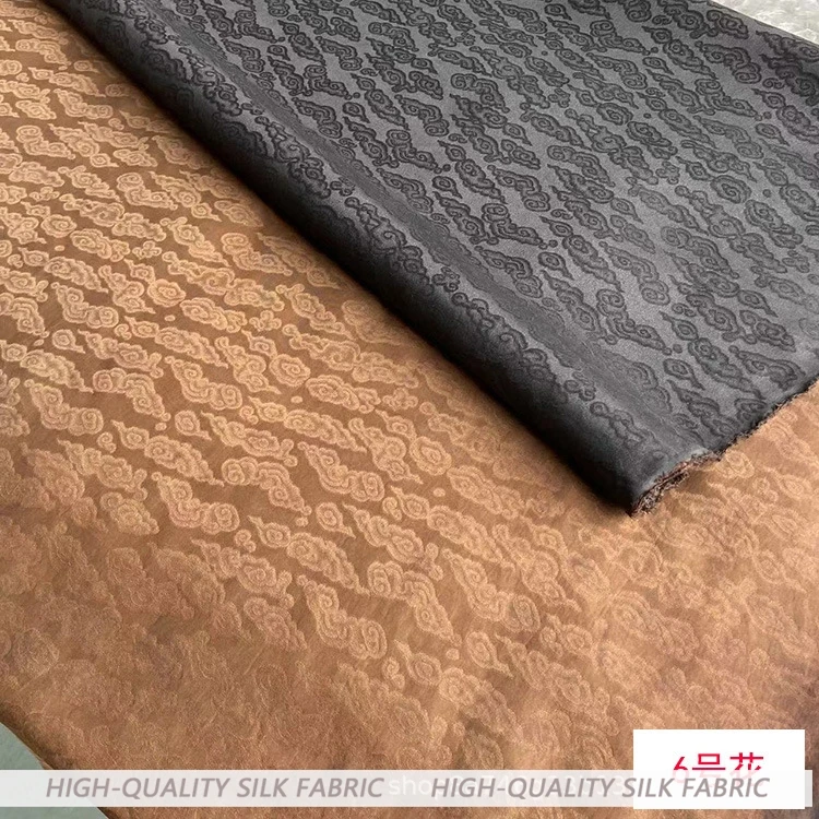 ブラック ジャカード サテン シルク生地ヴィンテージ Gambiered 広東チャイナ ドレス夏