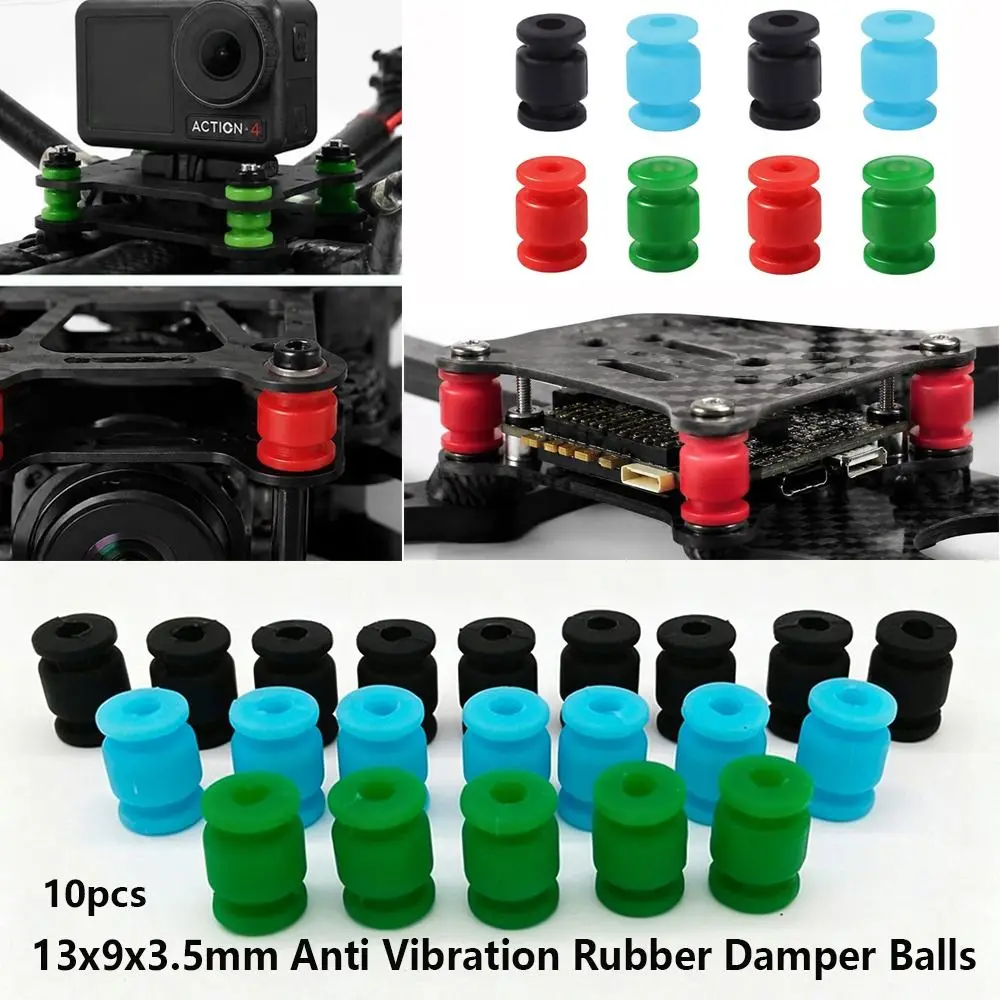 10pcs 13x9x3.5mm Rubber Damper Balls Anti Vibration 4 Colors Soft Mount Shock Absorption Balls RC Part