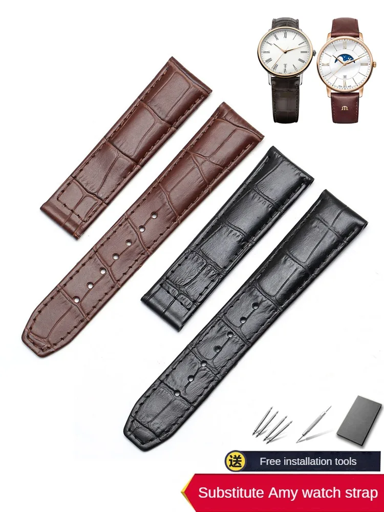 Suitable for E-m-m-y Leather Watch with Bentao Ingenuity and Elegance PT6158 Pt6098 Series Black and Brown Bracelet 22