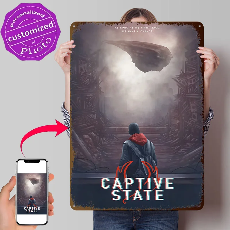 Captive State Poster Retro 3D Printed Metal Signs Customized Wall Hanging Gift for Gamer Room Decoration At Home House Decor
