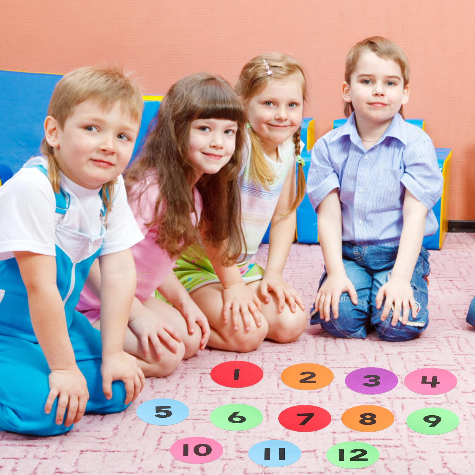 

36pcs Digital Carpet Mark Number Stickers Colorful Removable Adhesive Round Dots Classroom Floor Numbers Multicolor Labels Easy