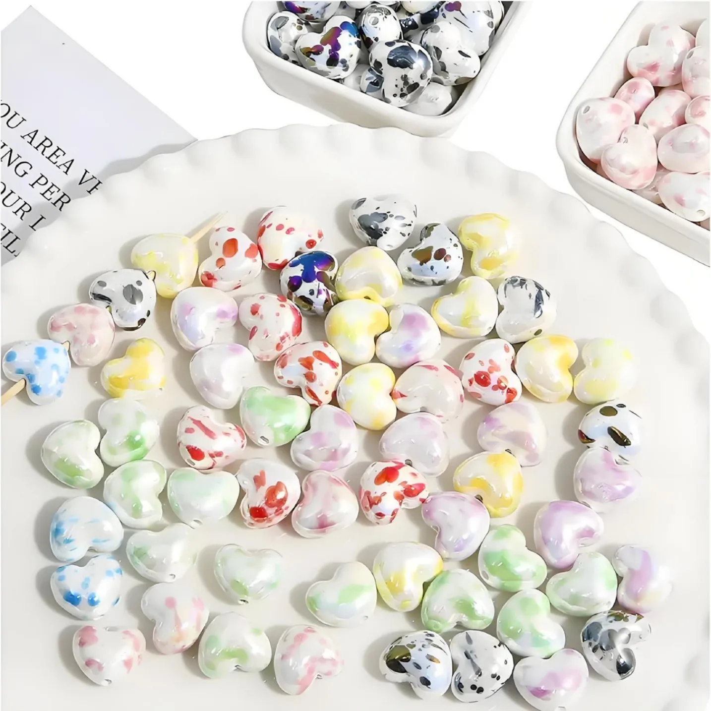 10 stücke 12MM Ins Keramik Liebe Perlen DIY Lose Spacer Perlen Für Armbänder Halsketten Handgemachte Ohrringe Schmuck Machen zubehör