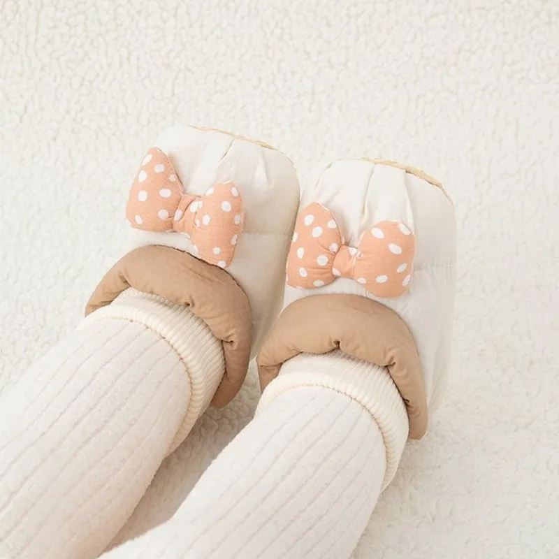 Butterfly Knot Soft Sole Infant Girls Pre Walker Shoes 0-12M Floral Embroidery First Steps Shoes Non Slip Cotton Baby Footwear